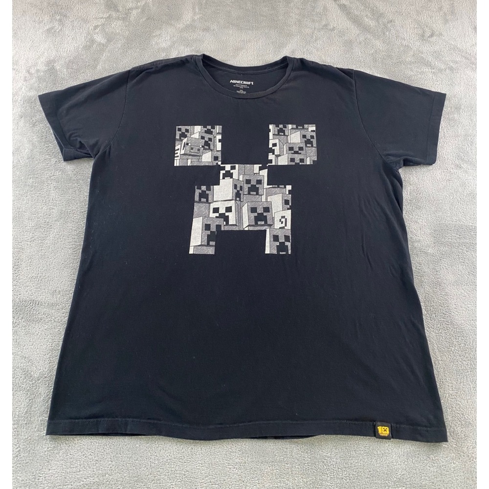 Minecraft 10th Anniversary Creeper Graphic T-Shirt Mens XXL Black Cotton Tee